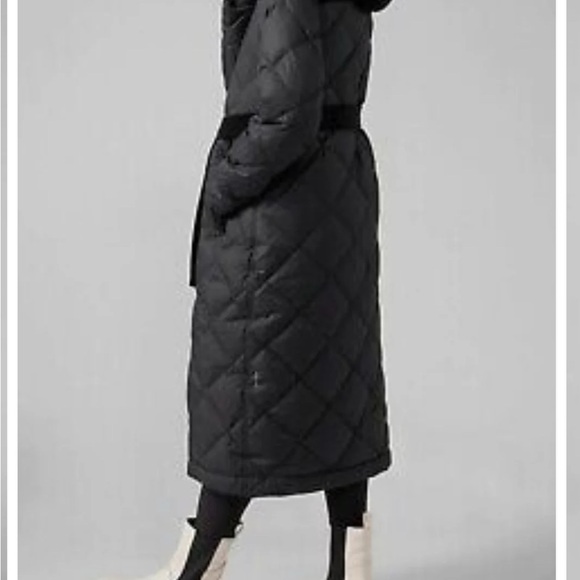 Athleta Boulevard Down Duster Black Quilted Long Coat - Picture 2 of 8